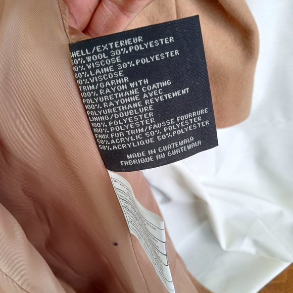 Via Spiga Women's Brown Trench Coat with Faux Fur Collar Sz 10 - Picture 7 of 11